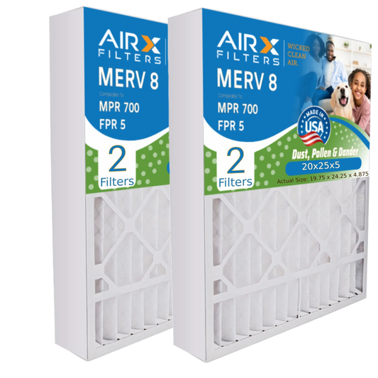 USA FPR AIR. AIRX MPR CLEAN 700 Pack by Filter 20x25x5 Bear 2 with 8 Made & WICKED Air Air Furnace Comparable FILTERS Filter MERV Compatible 5 to 255649-102 20x25x5 Premium