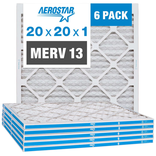 20x20x1, 6 Air of MERV FIlter Box Aerostar 20x20x1 Filter, 13,