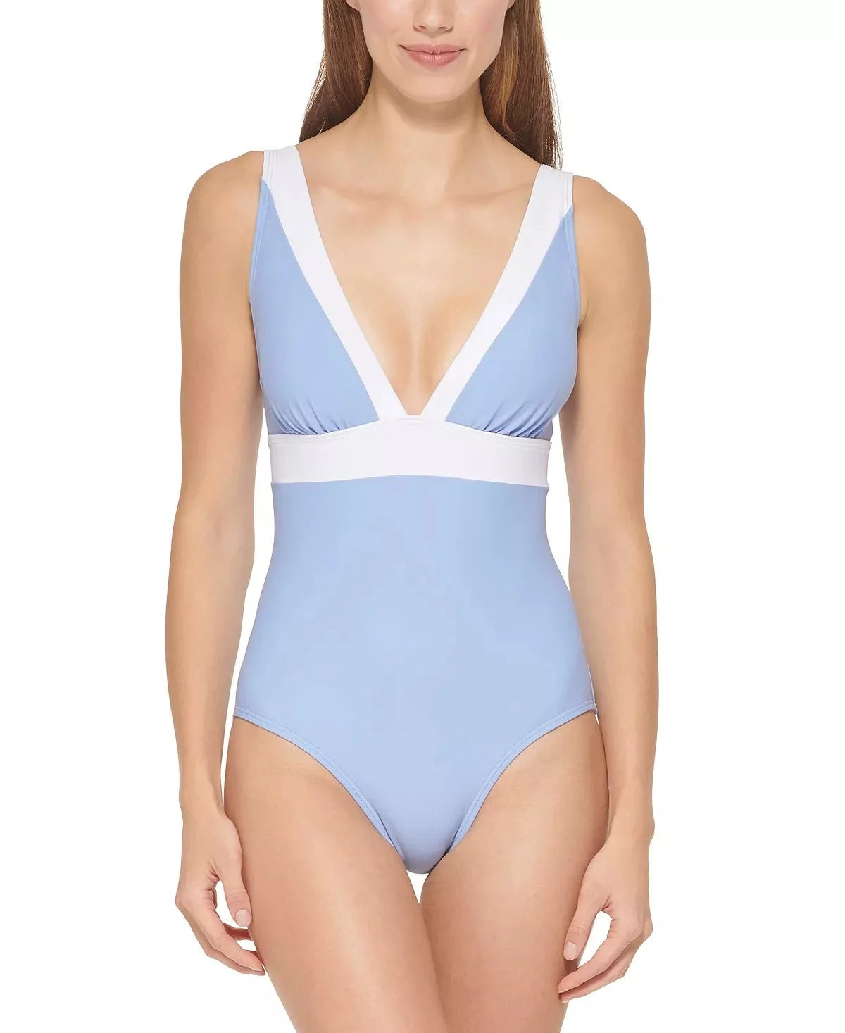 V-Neck Deep Swimsuit, HYDRANGEA One-Piece DKNY 18 US