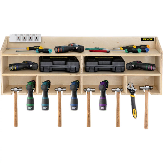 Wall 2-shelf BENTISM Holder Wall Tool Drill Organizer Mounted 10 Tool Power Slots