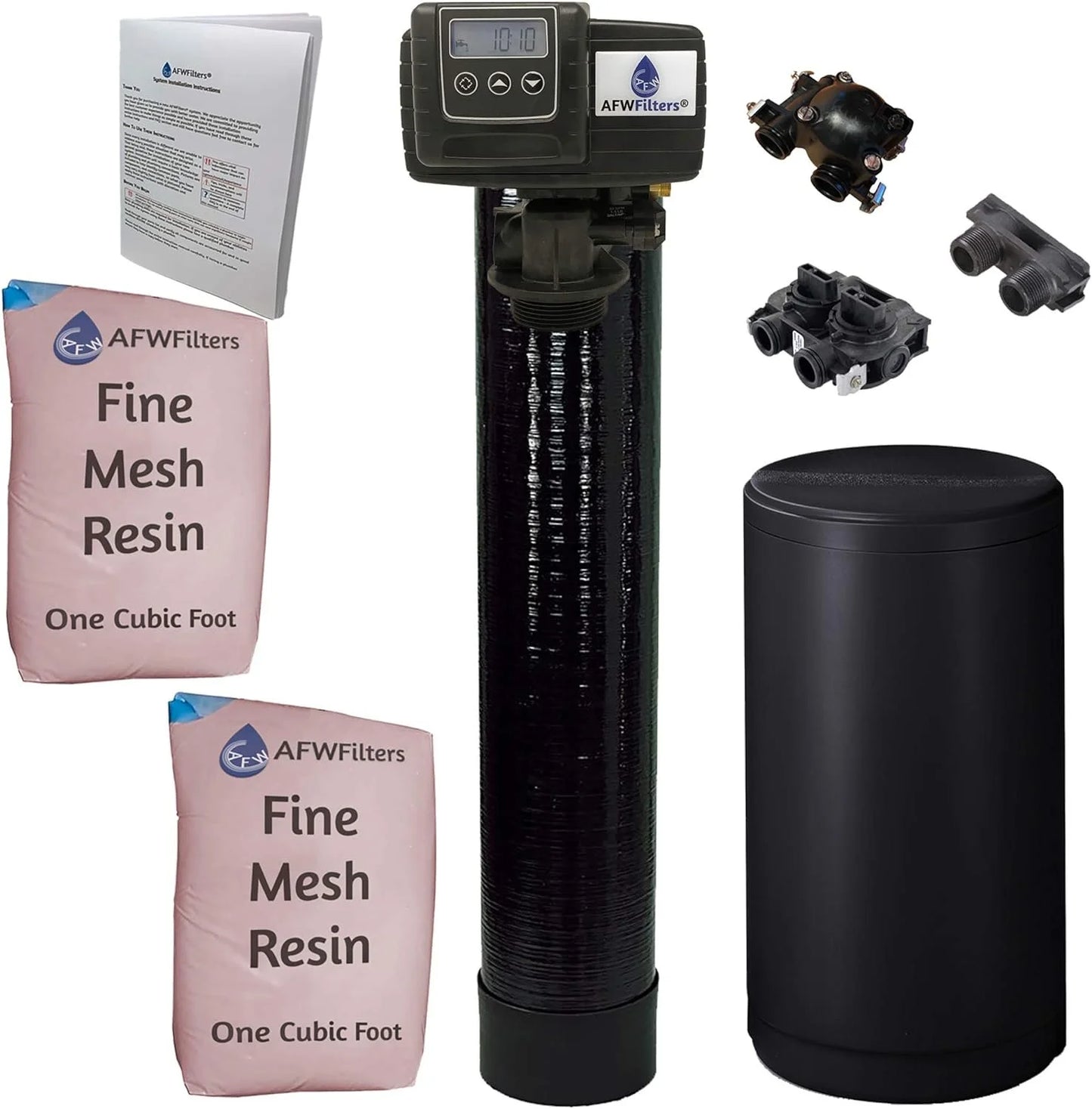 Water Black Fine Foot with Resin,1" and 64k Tanks AFWFilters Plastic MNPT Pro 2 Home Whole Connection, Softener Iron Mesh cubic