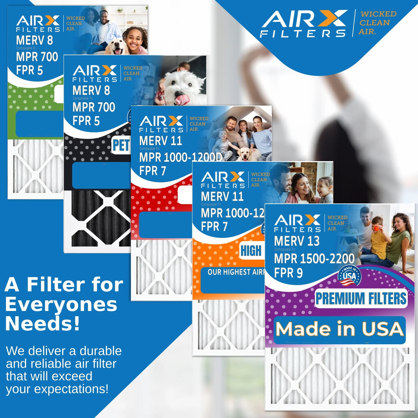 91-013 Compatible 1500 FPR WICKED Made CLEAN & 9 2 13 Air MPR Premium Ultravation by Filter Comparable Furnace Pack AIRX with to 20x20x5 FILTERS USA MERV Filter 2200 - 20x20x5 AIR.