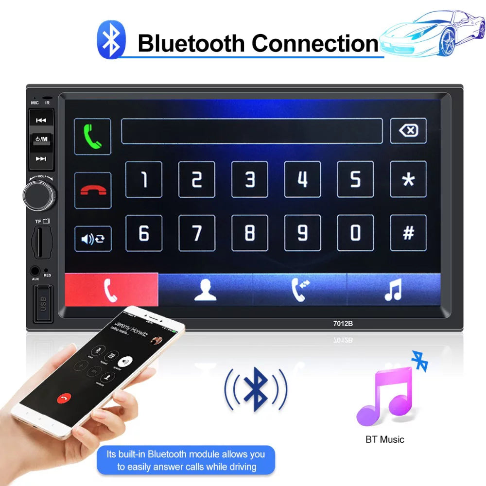 Touch Car Stereo Audio mirror Bluetooth camera radio FM link Player Din USB function with HD 4LED Car Car with backup AUX 7-inch SD Screen MP5/4/3 Multimedia Double Polarlander