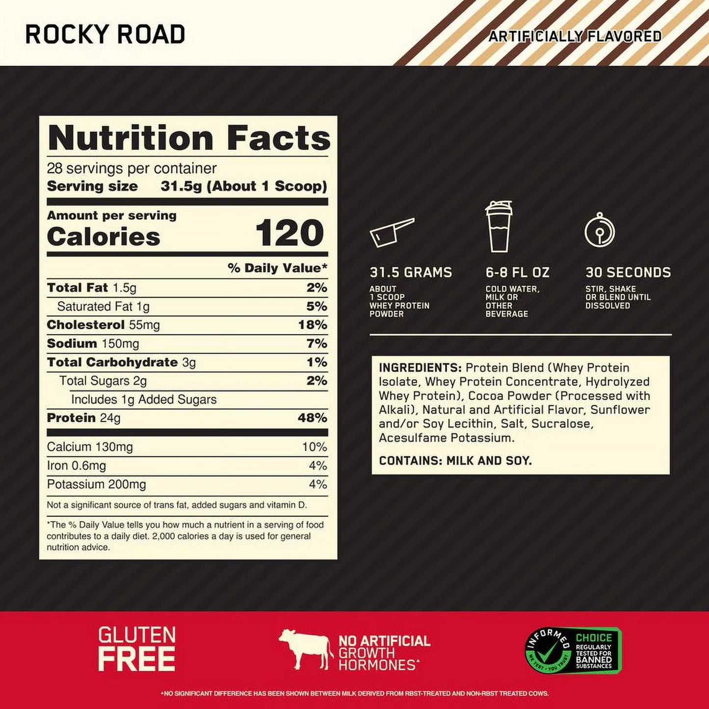 100% lb, Whey Standard Nutrition, Protein 28 Servings Road, Powder, Rocky 2 Gold Optimum