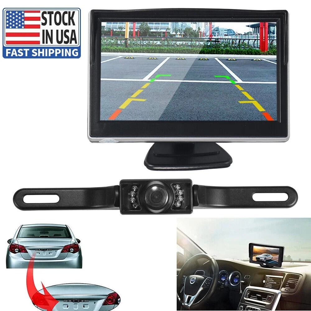 5" Car Backup Monitor Vision Waterproof View Rear Camera HD Night Paddsun Kit Wireless