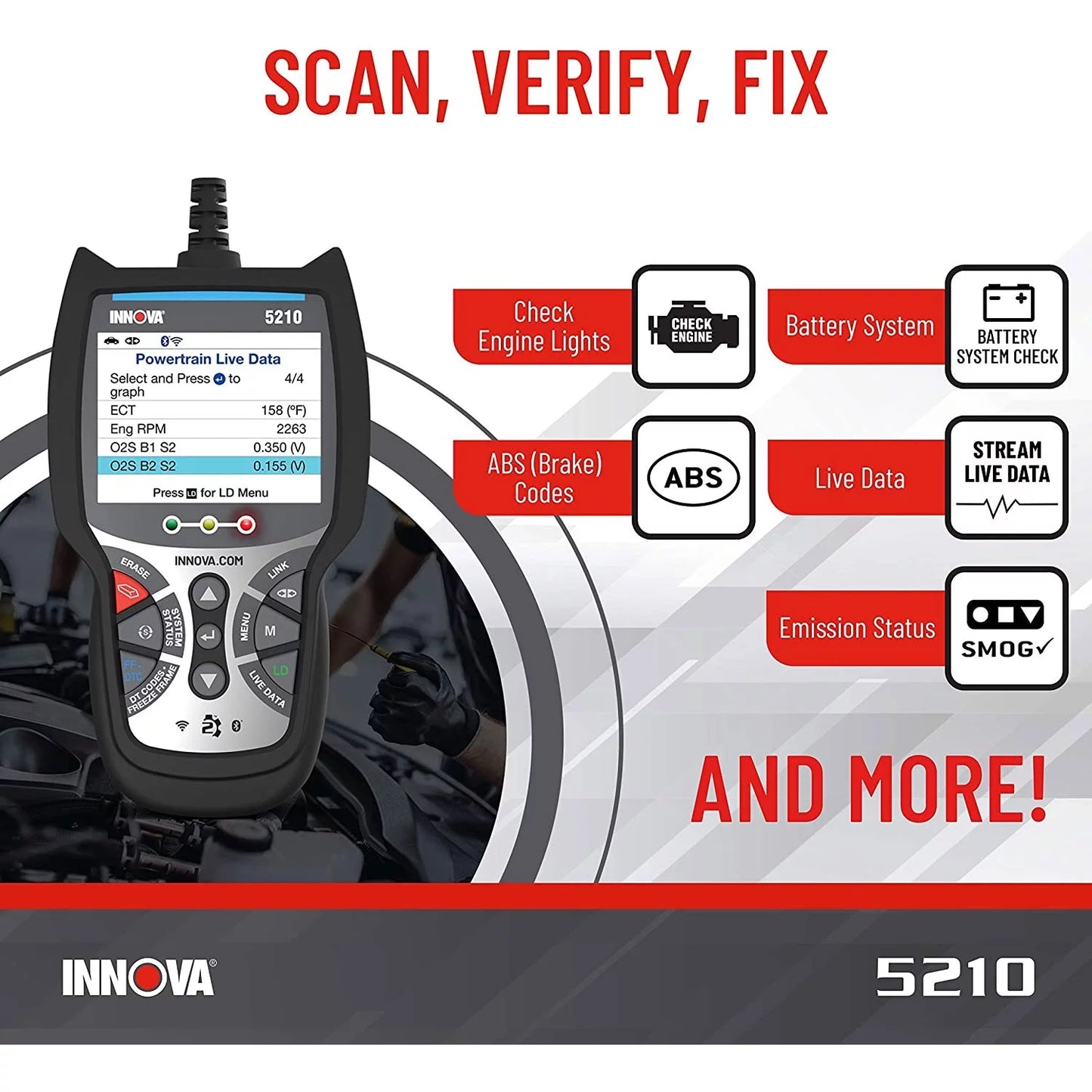 Tool Diagnostic INNOVA Advisor Reader Code CarScan Automotive 5210 Bluetooth