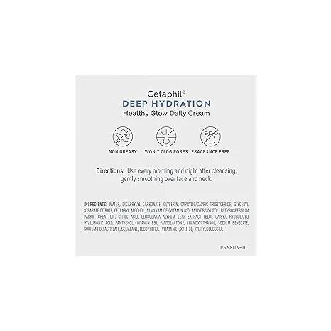 Vitamin oz, Hydration Daily 1.7 & E Hour With Hyaluronic Cetaphil Deep Vitamin Glow Healthy Moisturizer 48 Cream, B5 Dry Skin Face Skin, for Acid, Sensitive Face