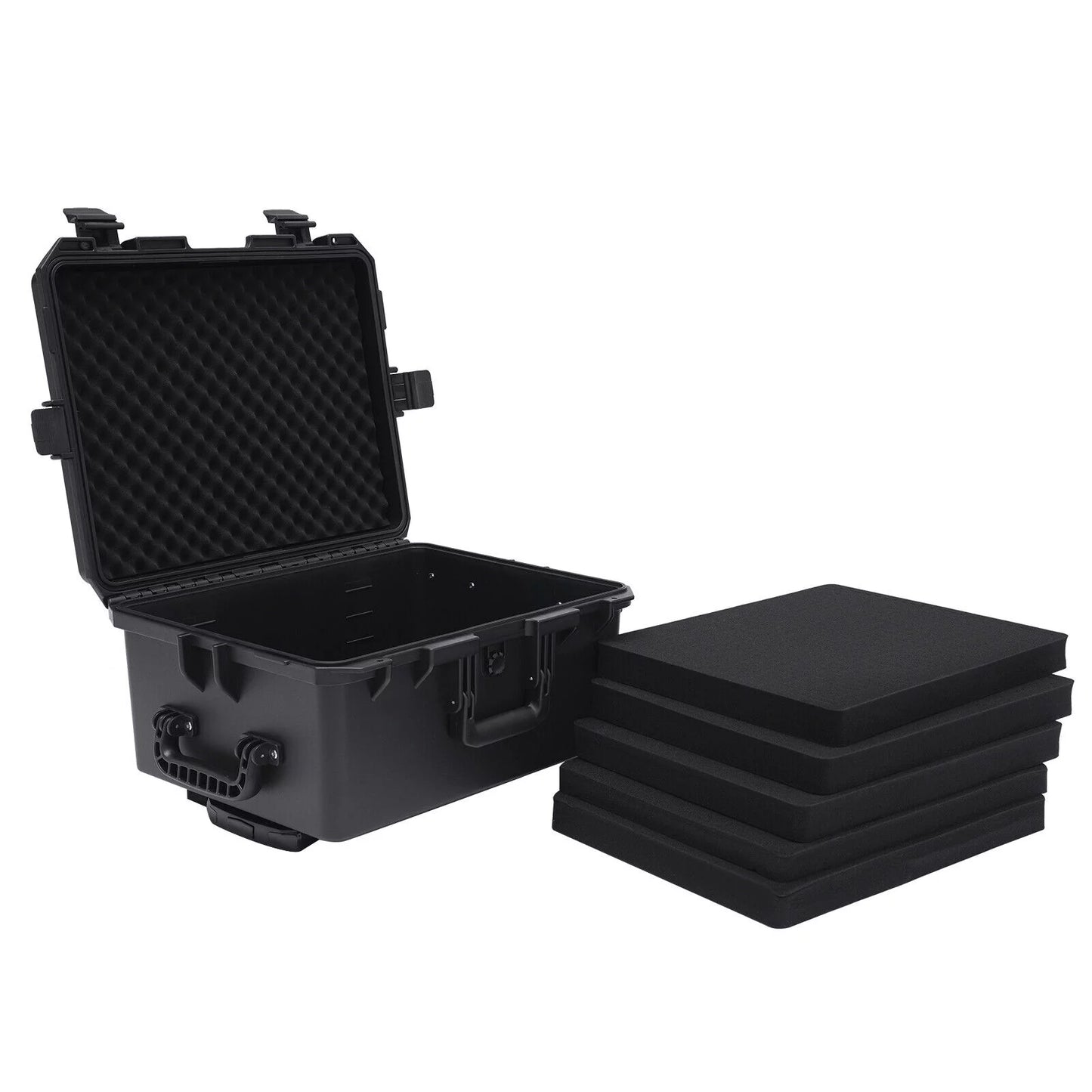 12" 5 16.7" Hard and Black Handle Case with 21.25" Layers x Tools x Equipment Box and Portable Camera Large Case Hard Water Foam Protective Miumaeov Laptop with Shock Wheels Resistant