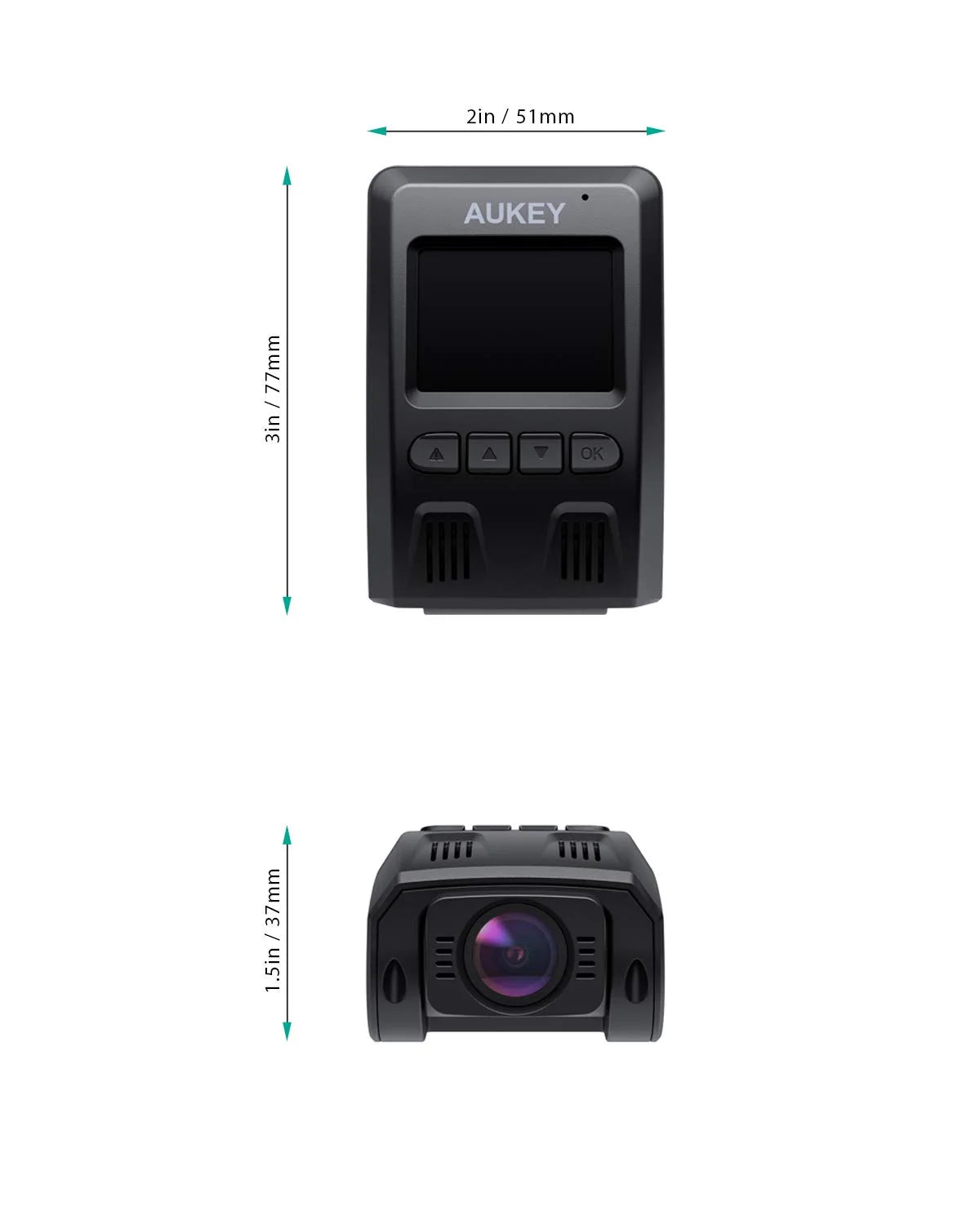 Wide Camera Black-DR02 Cam, FHD Angle Camera, for Dash 6-Lane Dash P Lens 1080P 170-Degree Wifi AUKEY Car Cars,