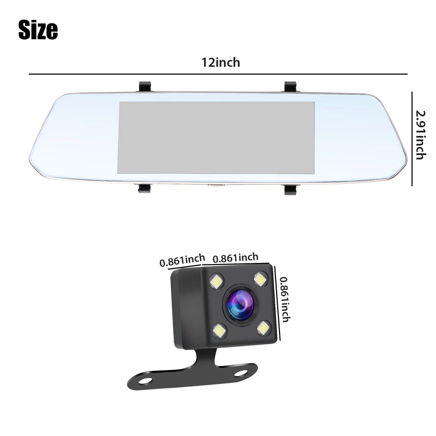 7inch for Car G-Sensor, Dual and Dash Front EEEkit Mirror Detection, Touch Wide-Angle Dash Screen Camera View 1080P Mirror Cars, Lens Camera, Camera Rear 170° Vision, Night with Cam Motion