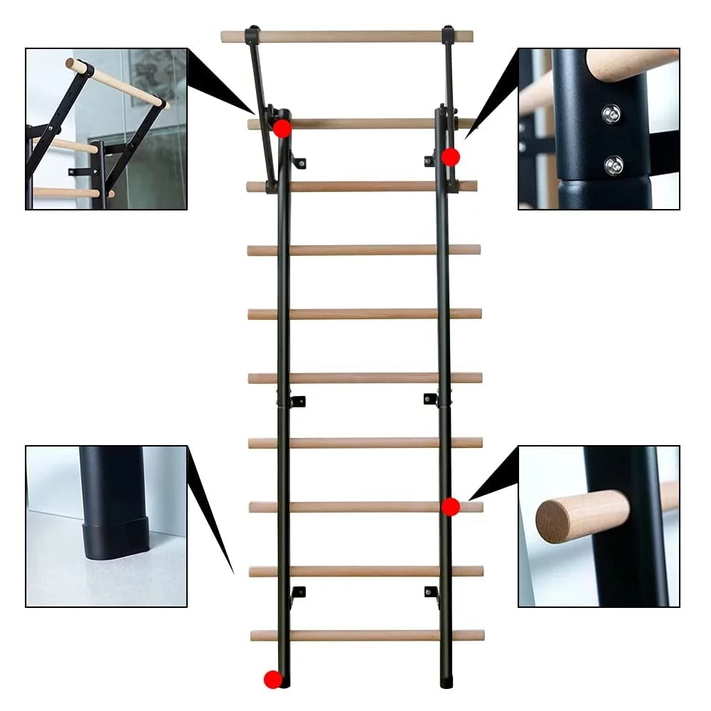 Steel Bars Frame DHT Wall Bar Beech Ballet Rehabilitation Stall Gymnastics Wood Ladder WA2