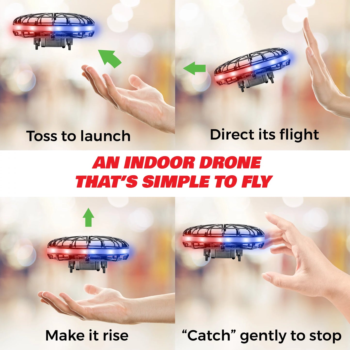 | Mini for Hover Toy Kids Scoot Mini Drone with Ball Boys Lights LED Aerial Hand UFO Indoor Controlled Girls and Force1 Drone Flying