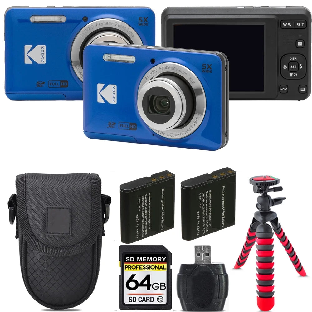 +Tripod -64GB Battery (Blue) + Extra FZ55 Kodak + Camera Kit PIXPRO Case Digital