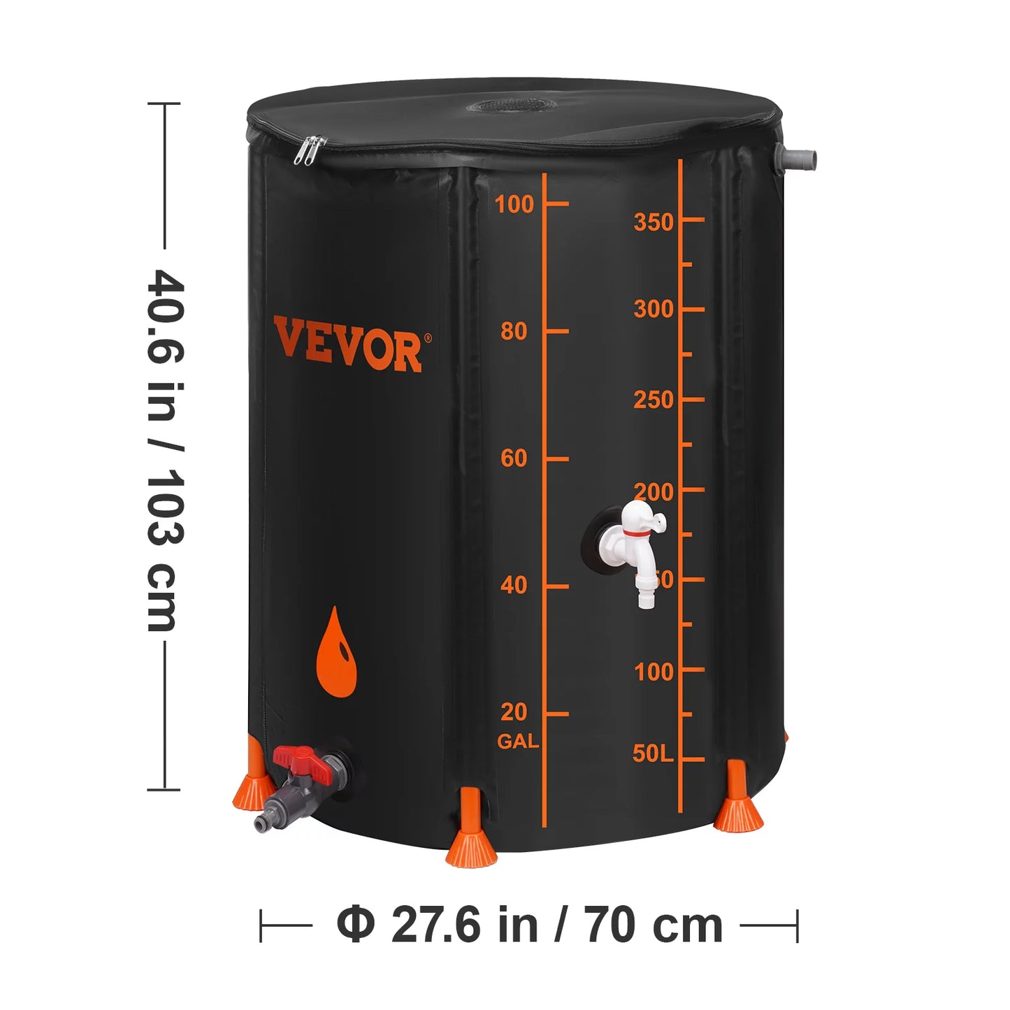 100 System Tank Capacity, Collapsible Storage Water Container Overflow Including Kit, PVC Spigots BENTISM Rainwater Large and Barrel, Collection Gallon Portable Rain