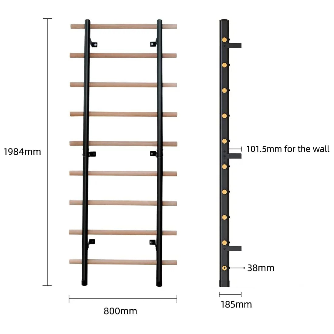 Steel Bars Frame DHT Wall Bar Beech Ballet Rehabilitation Stall Gymnastics Wood Ladder WA2