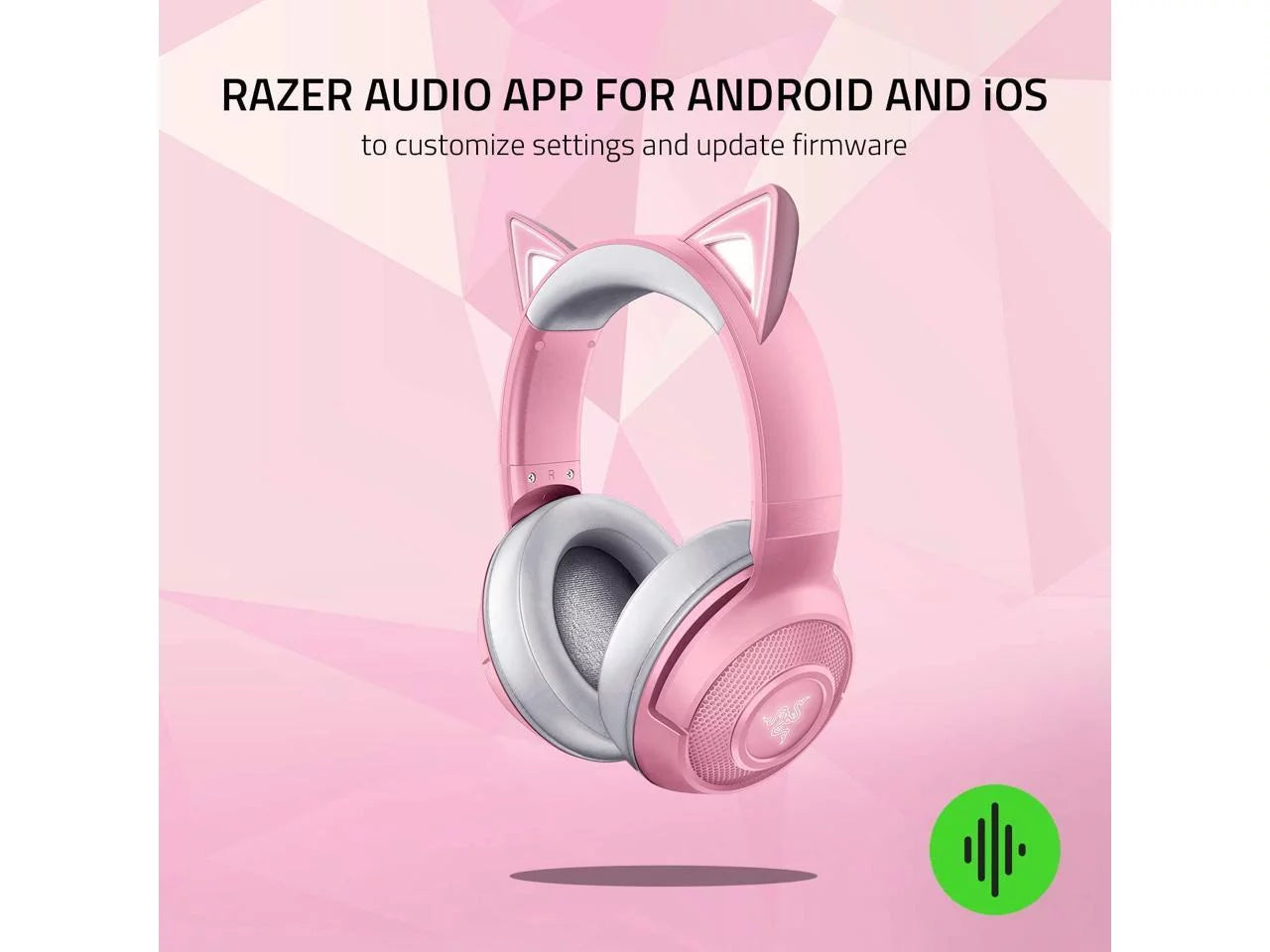 - - Bluetooth Connection Custom-Tuned Powered Microphone Kraken Beamforming Razer Razer Quartz Latency Drivers - 40mm Edition: 5.0-40ms Chroma Pink - by Kitty BT Low