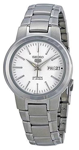 Steel Bracelet Dial SNKA01 Men's Stainless 5 Watch White Automatic Seiko