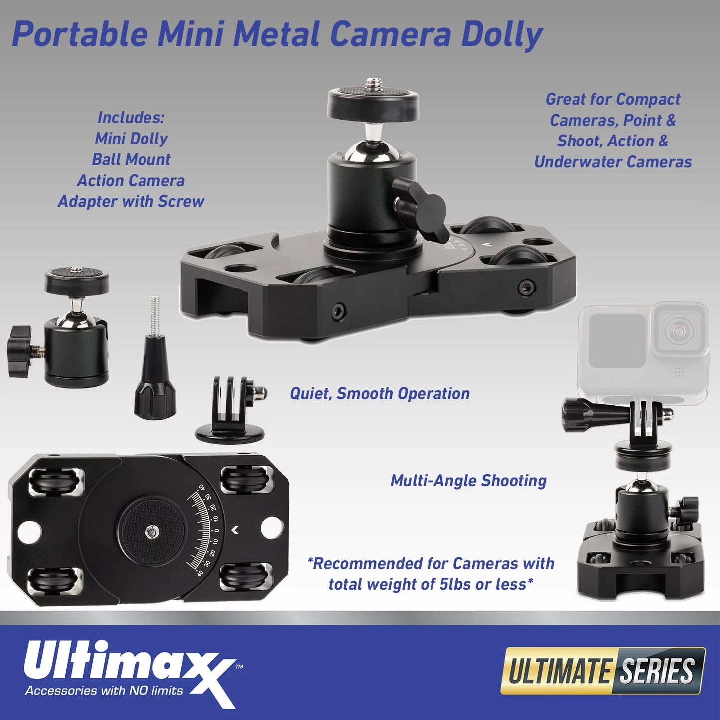 1/4” 3 Cam Screw Includes: & (25pc Bundle GO Bundle) Insta360 (32GB) Action Mounts, Metal Mini - More Camera Advanced Action Ultimaxx Adapter for Dolly