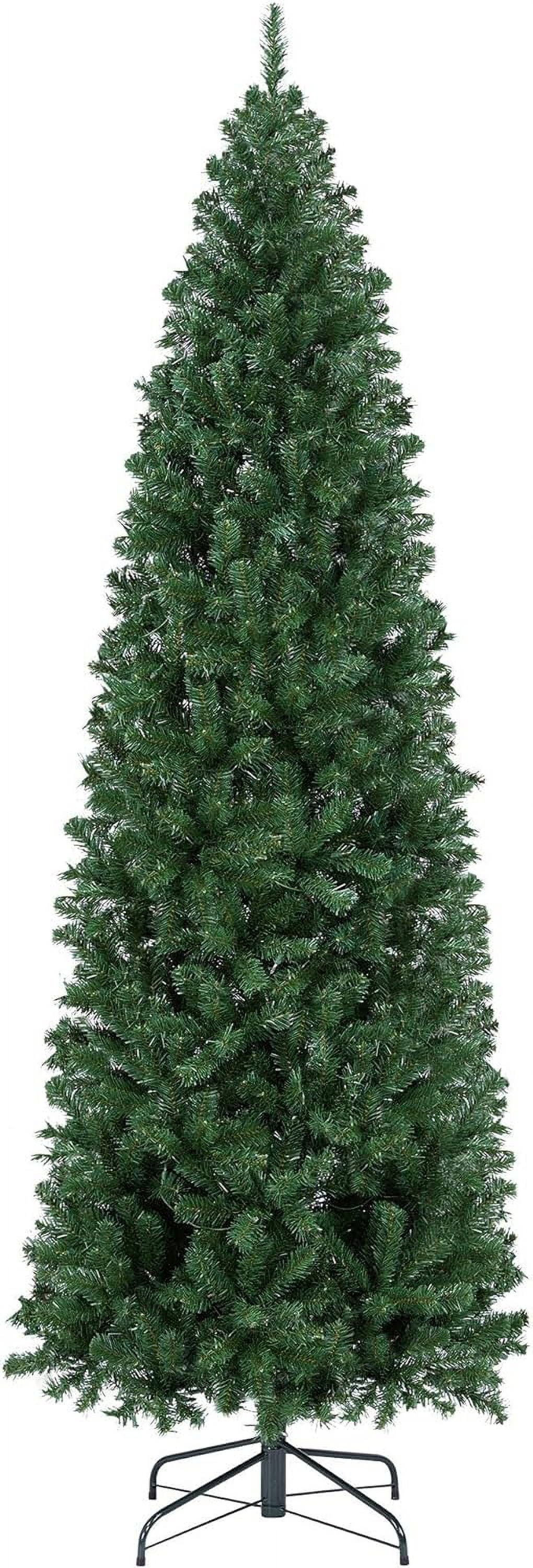 7.5Ft Pencil Green Includes Fir Artificial Foldable Kingswood Tree, Tree Decoration Christmas Holiday Tree Slim Stand