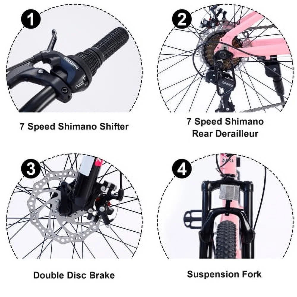 7-Speed Bike Mountain and shimano for bike 24 inch Boys Mountain Girls