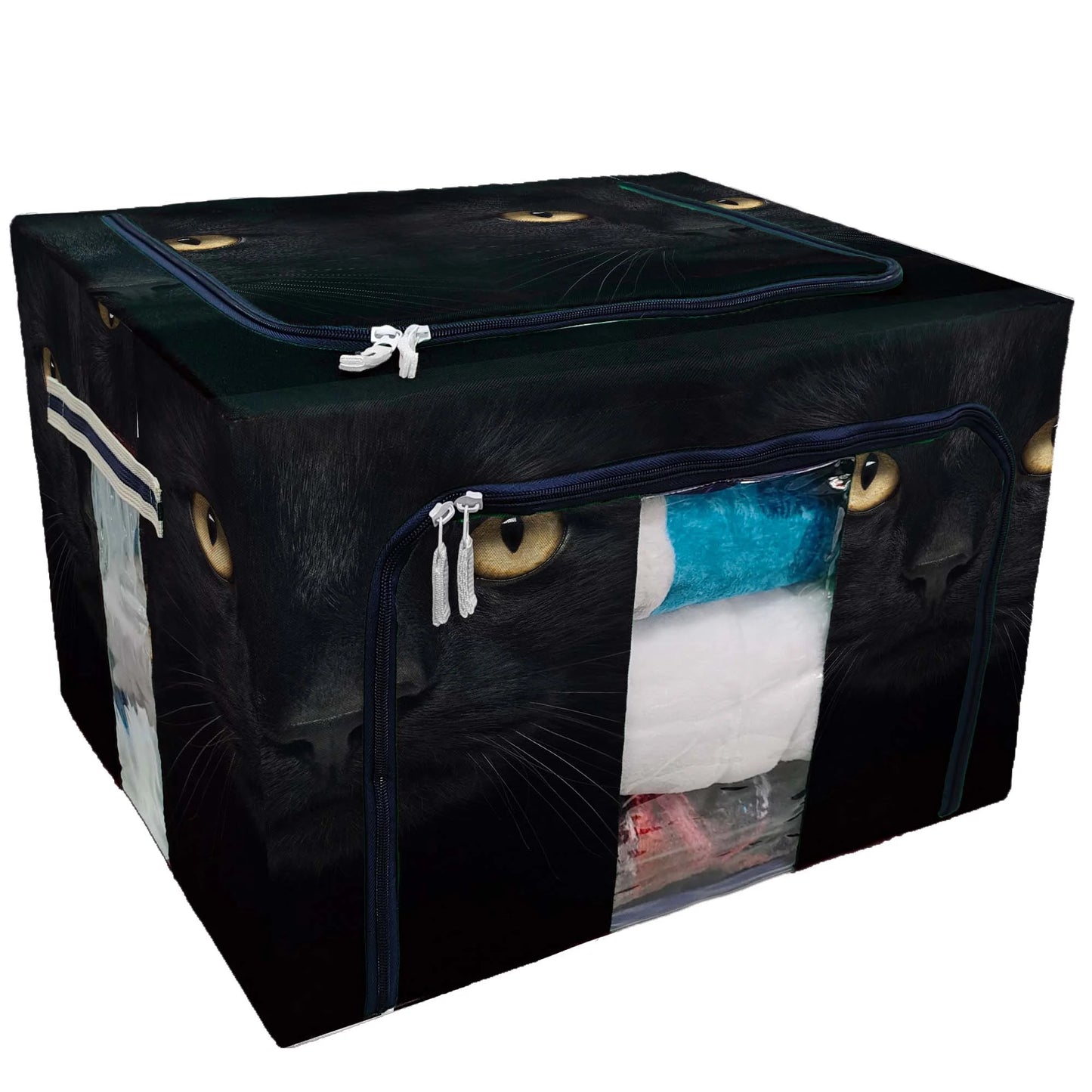 Steel Bedding,Clothes,Closets, Frame at Bedrooms Black Stackable With Clear Metal Foldable ECZJNT Large Storage the Capacity looking Bag Storage camera Window Cat Organizer For Boxes Bins