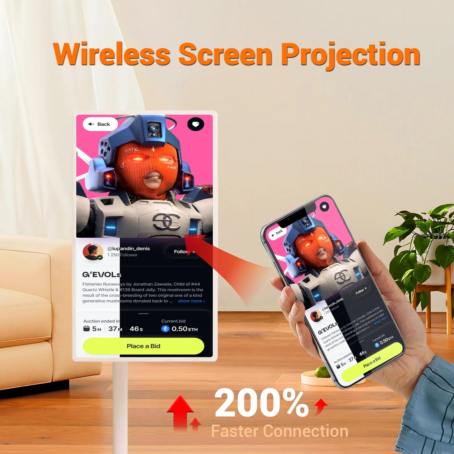 Wireless Portable on 22 1080p Touch TV Screen JYXOIHUB StandbyMe Televisions, inch Wheels