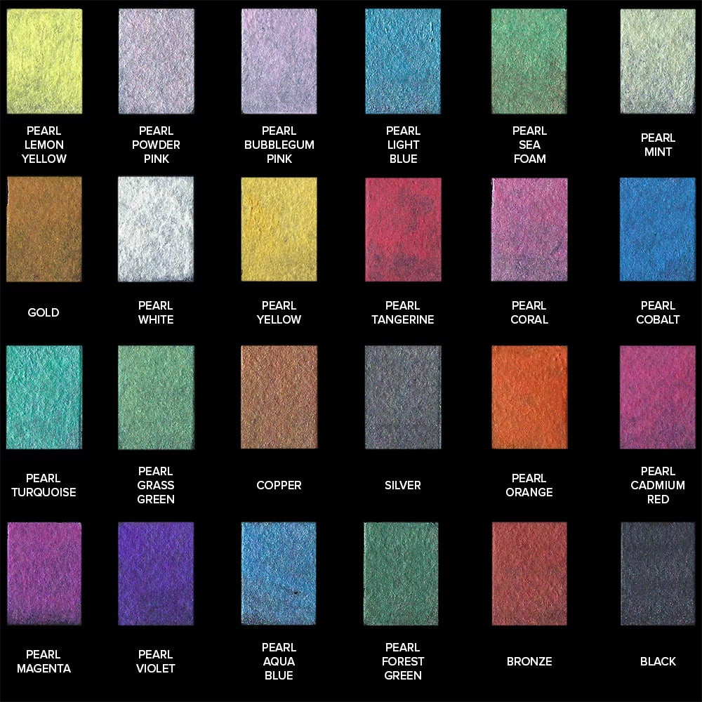 24 Palette, Watercolor Premium GenCrafts Colors Set of Metallic