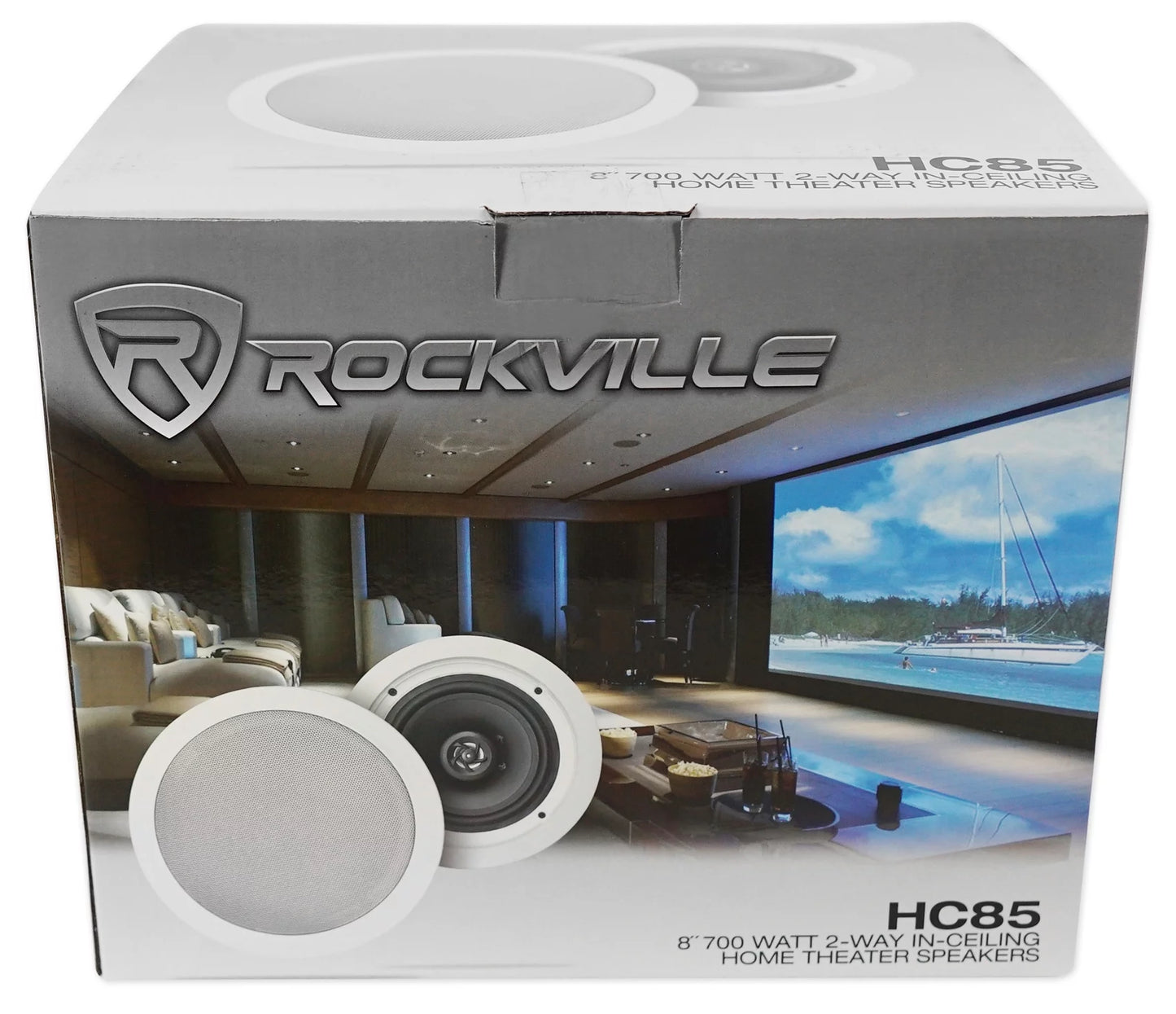 Speakers+4-Zone 8" (8) System Ceiling Receiver w/ Rockville Home Speaker 4-Room