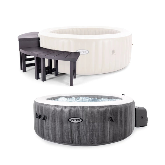 Accessory Inflatable w/ Spa Hot Plus Intex Tub Benches Jet PureSpa Greywood