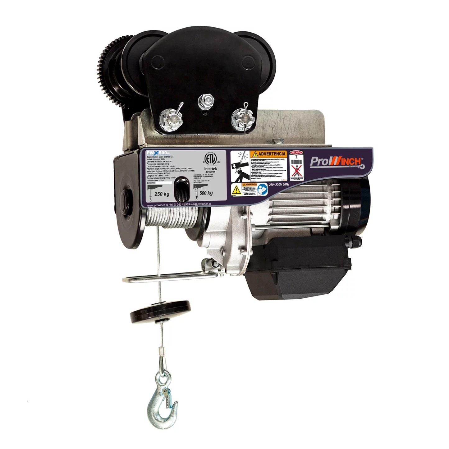 / Prowinch w/trolley lbs. Emergency 550 Stop w/ 1100 Rope 220~240V Wireless 50/60HZ lbs. Electric Hoist