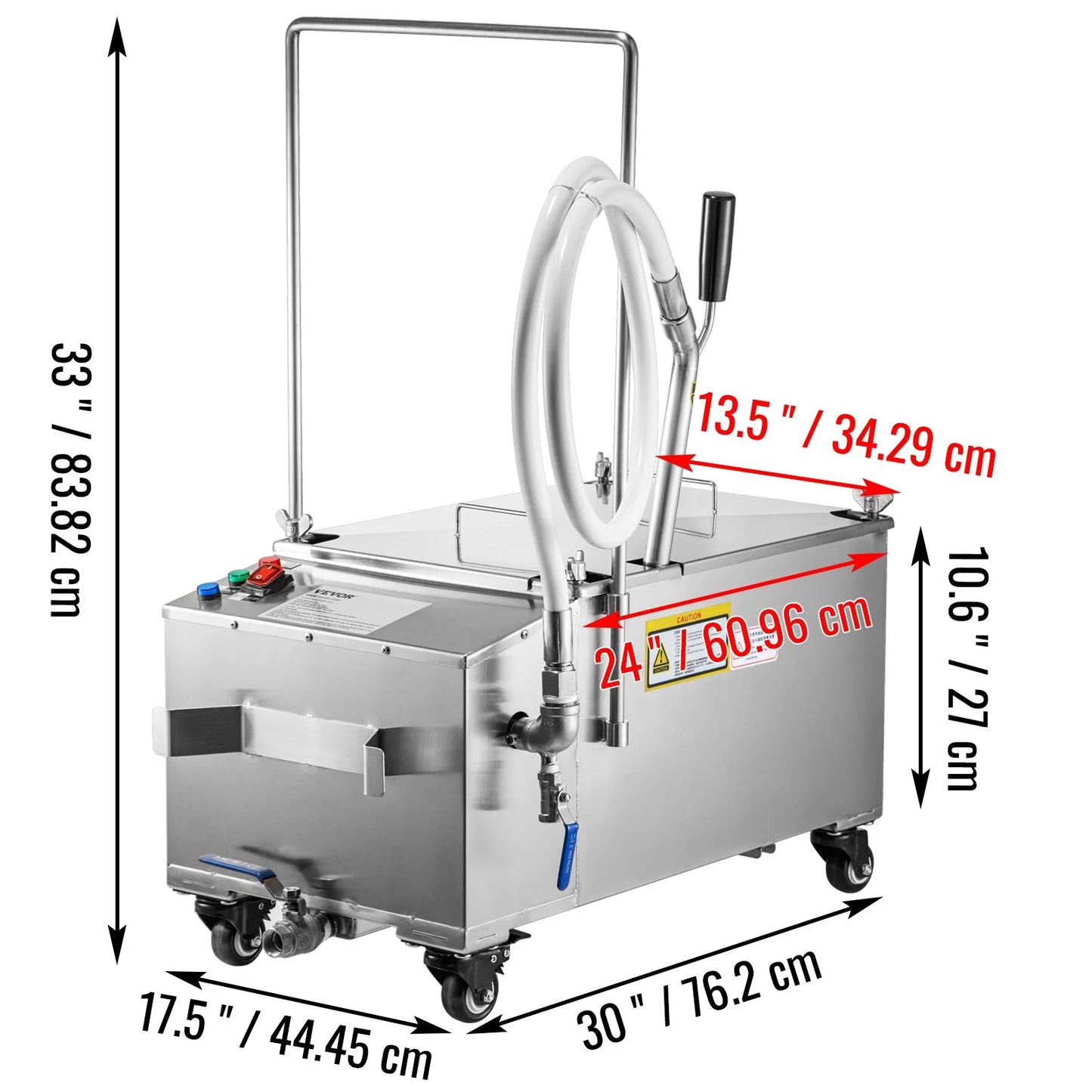 116 at Fryer with 300W 110V Oil Mobile Filtration System lbs Hose Filter, Pump VEVOR and