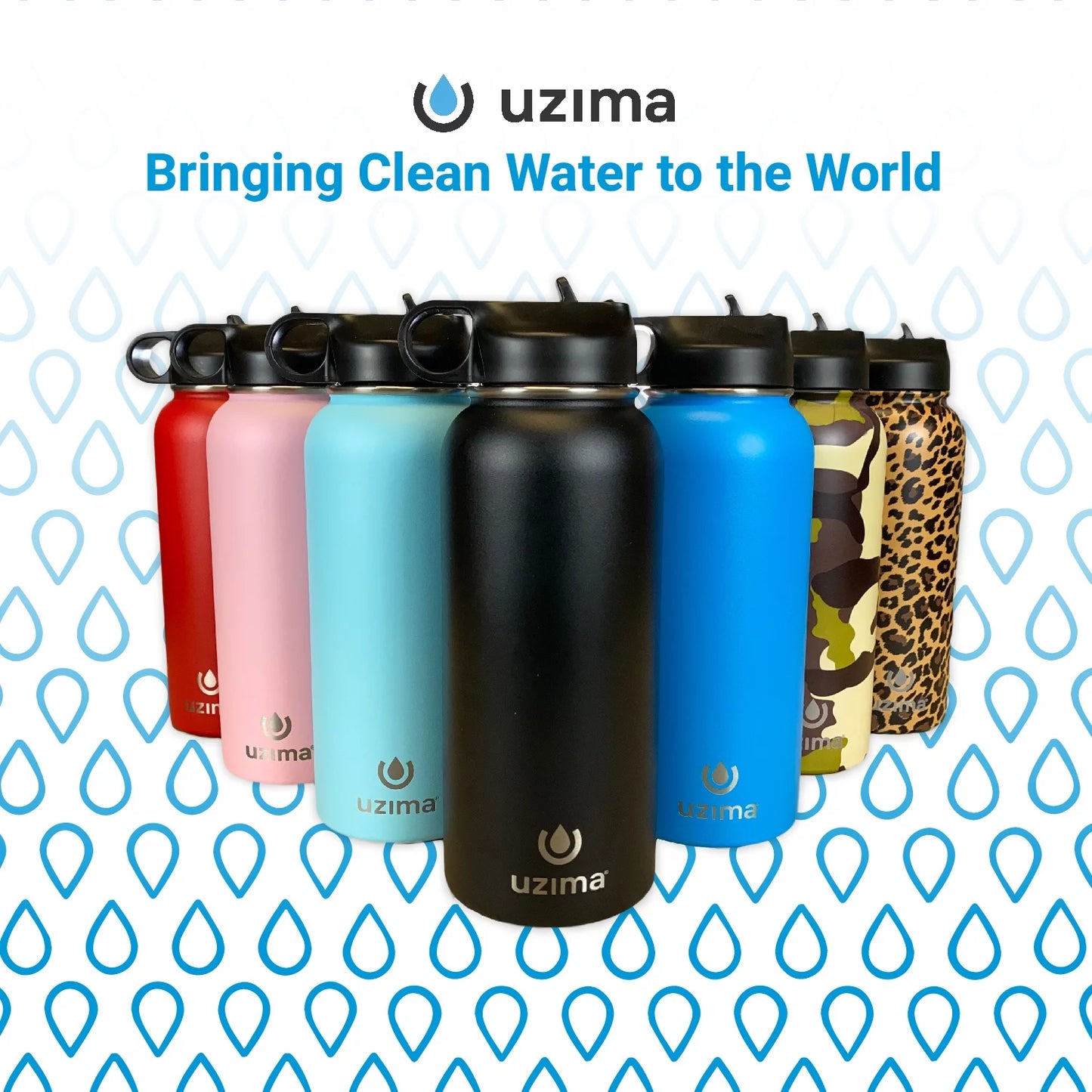 the Large Hiking, with 32oz - Double-Walled Stainless Water Blue) Backpacking, Steel on Filtered Go. Camping, Bottle Capacity Exterior for Uzima Water .(Light and Travel. Z-Source Purification