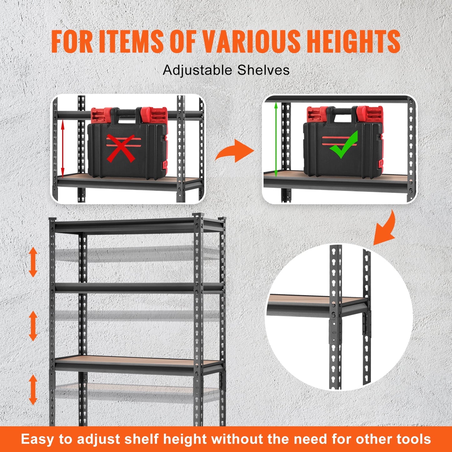 Storage x Shelving Steel Tier Adjustable 5 Heavy Load Garage Rack 2000 x Duty Unit, BENTISM 60"H lbs 12"D 30"W