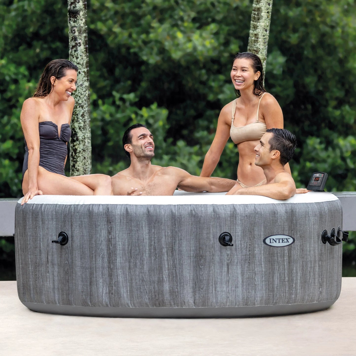 Accessory Inflatable w/ Spa Hot Plus Intex Tub Benches Jet PureSpa Greywood