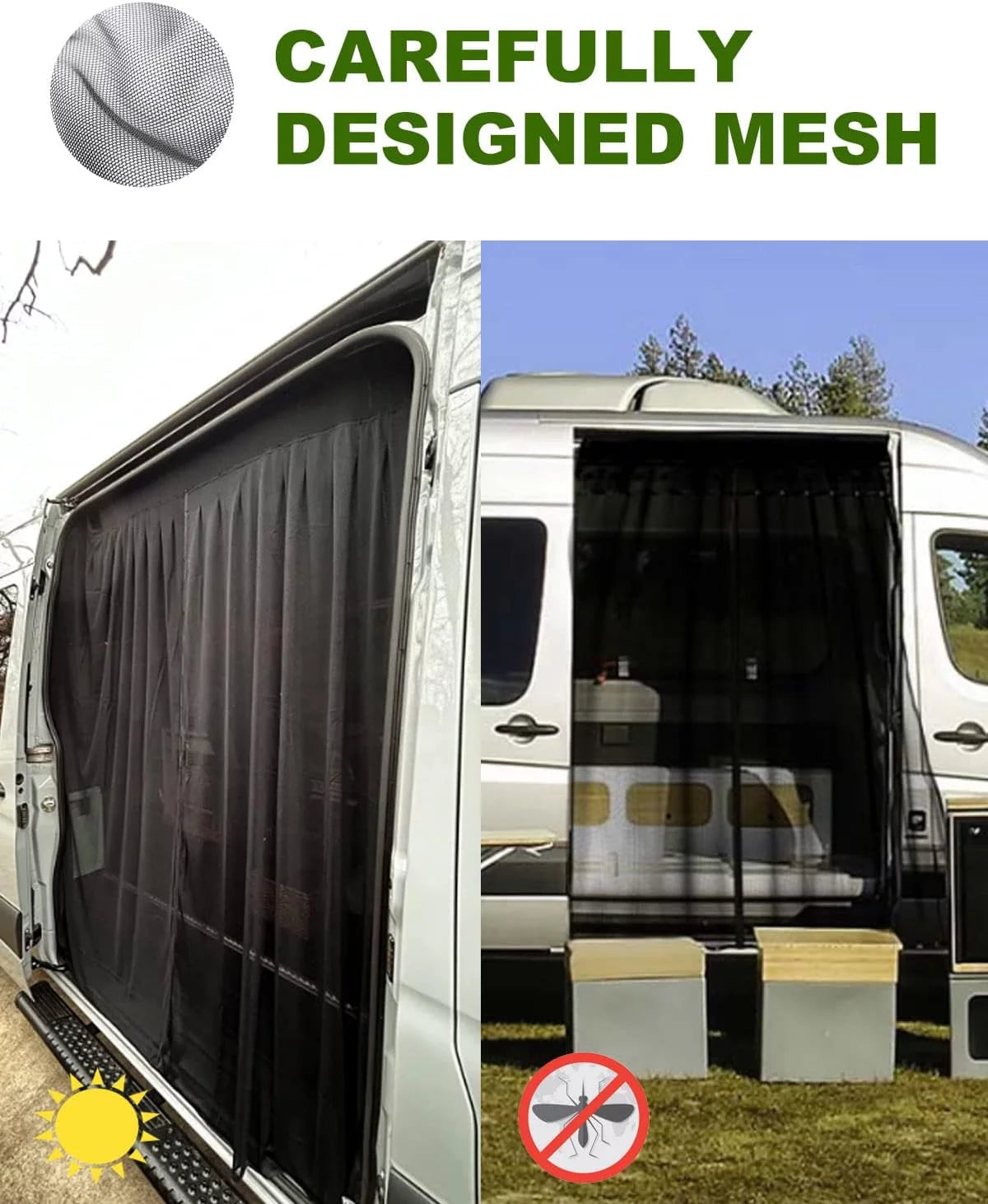 Suitable Camping Bug Door (Magnetic and Screen for Mid Sprinter High Suction) Van Promaster, Mercedes Ford Benz Side Sliding ELITEWILL and Transit, Roof, Other Vehicles