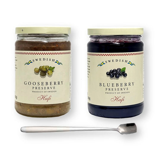 14.1 Hafi Swedish Steel Pack & (3-Pc Stainless Spoon Each Blueberry with Modern ml) Set) Gooseberry Oz. of Bonus Combo Preserves (400 Swedish