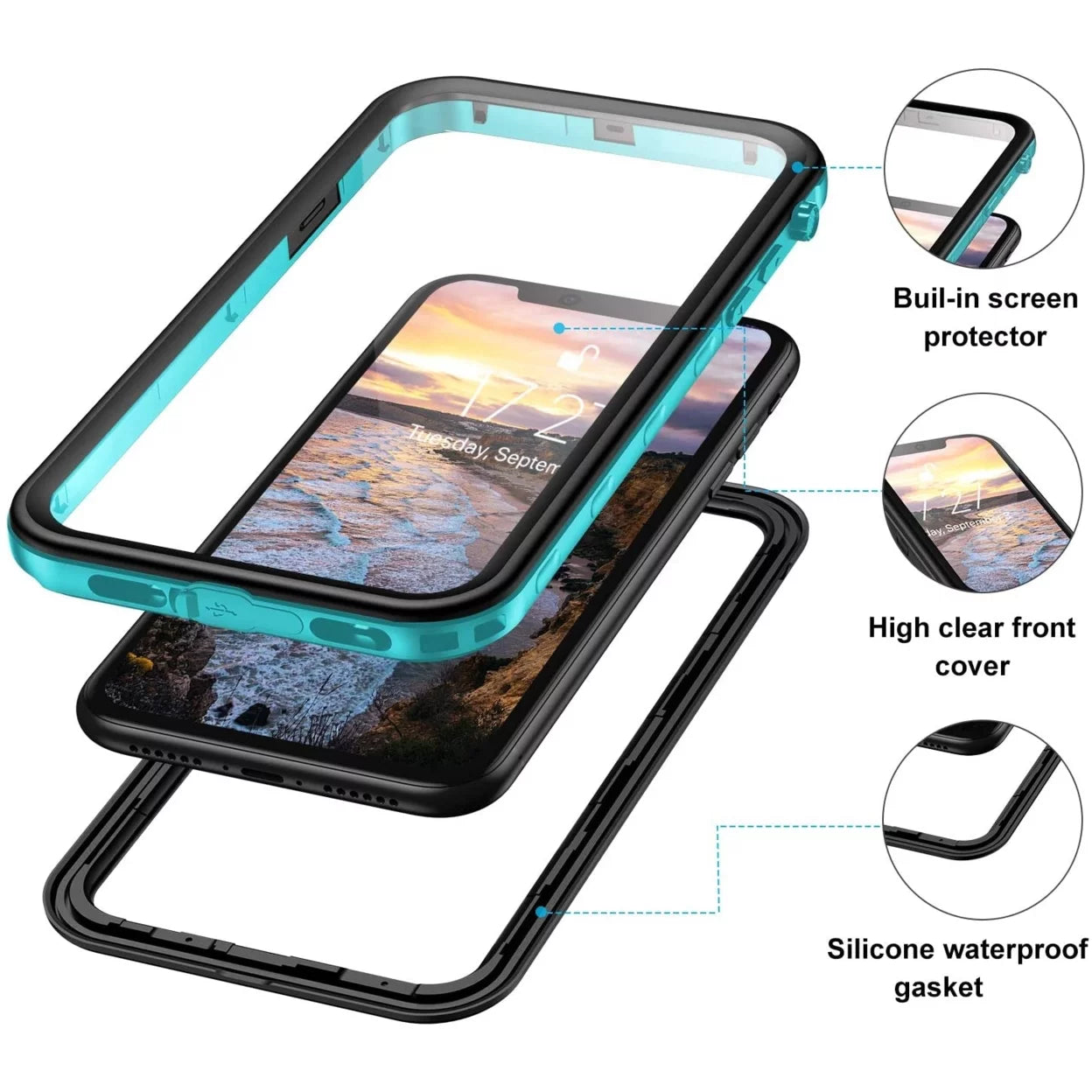 Underwater For Snowproof Built-in XR Apple Protector iPhone Waterproof Case Life Sealed Cover Shockproof Fully Screen