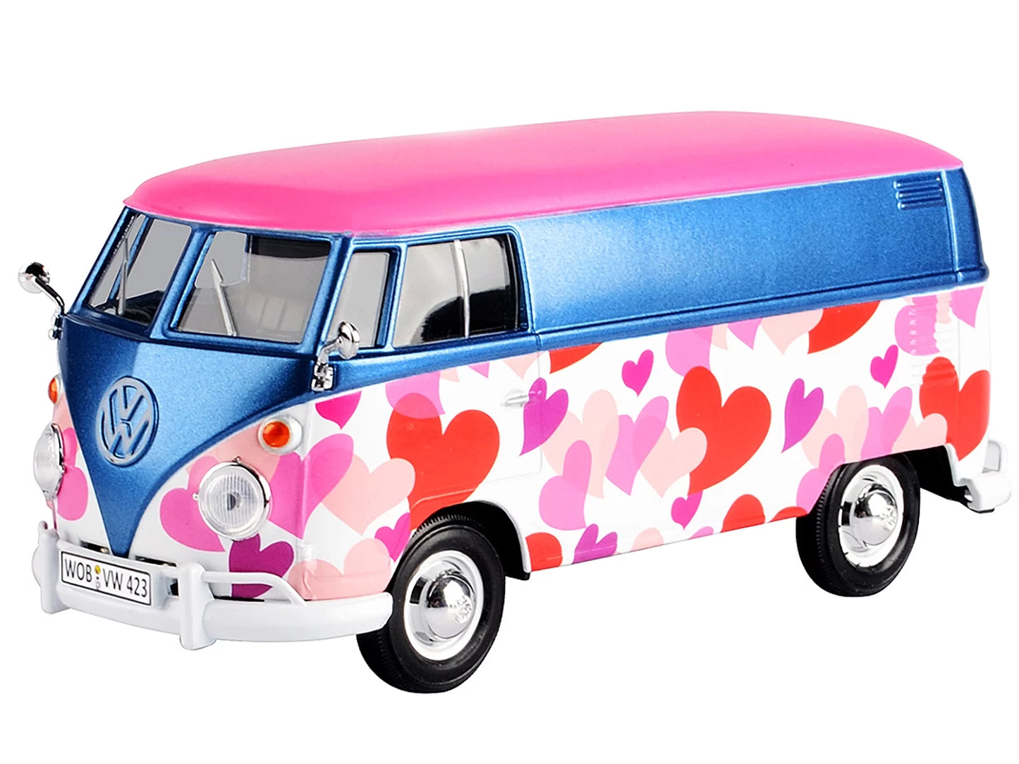 1/24 and Pink Diecast Car by Delivery Volkswagen Model (T1) Blue Type Van 2 "Love" Motormax Metallic