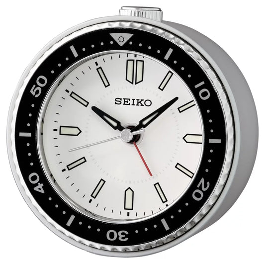 White, Alarm Seiko Clock, QHE184JLH Mai Analog, Quartz, Beep