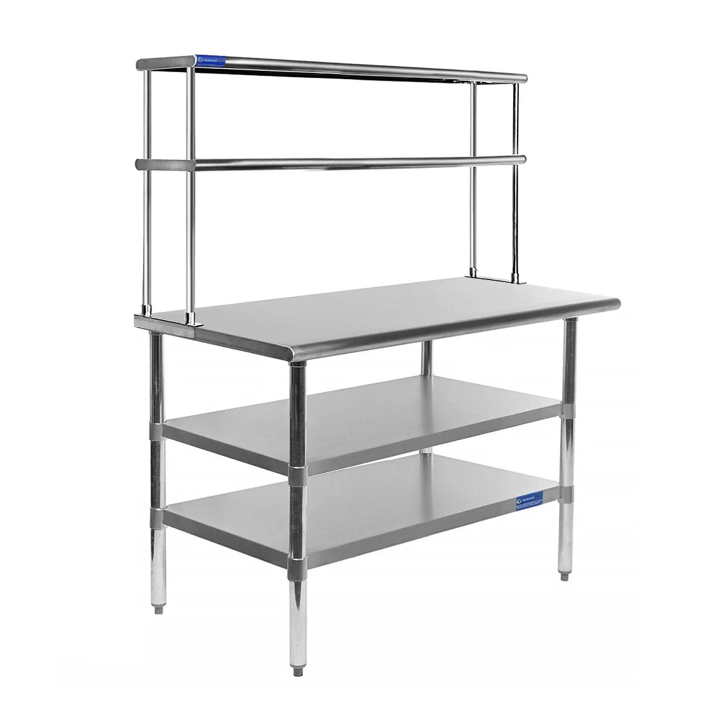 With 30" Stainless Wide Metal Work & Table 12" Shelving Prep Double | Overshelf Two 30" Shelves Steel Combo Table x | Kitchen Tier