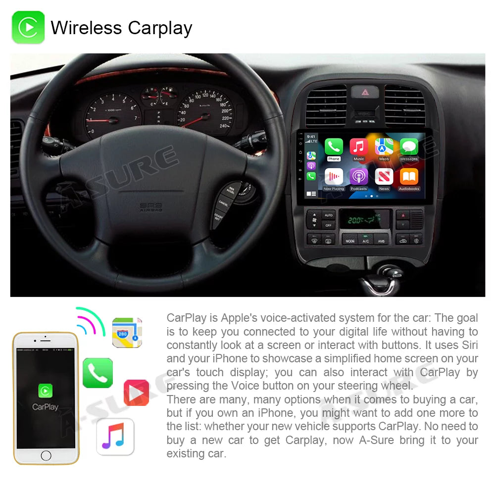 Sonata for CarPlay Srereo Hyundai Wireless 2+32G 11 Player 2001-2005 Car Android