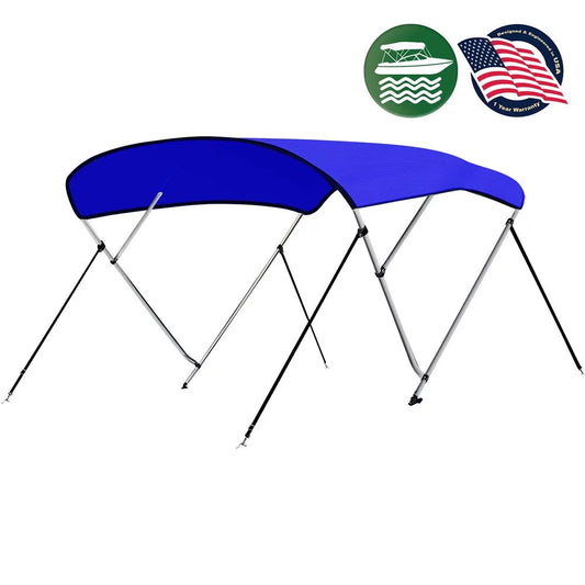 Top SereneLife with Bimini 85-90 4 Boat Frame, Inch Bow Double Cover Blue Walled