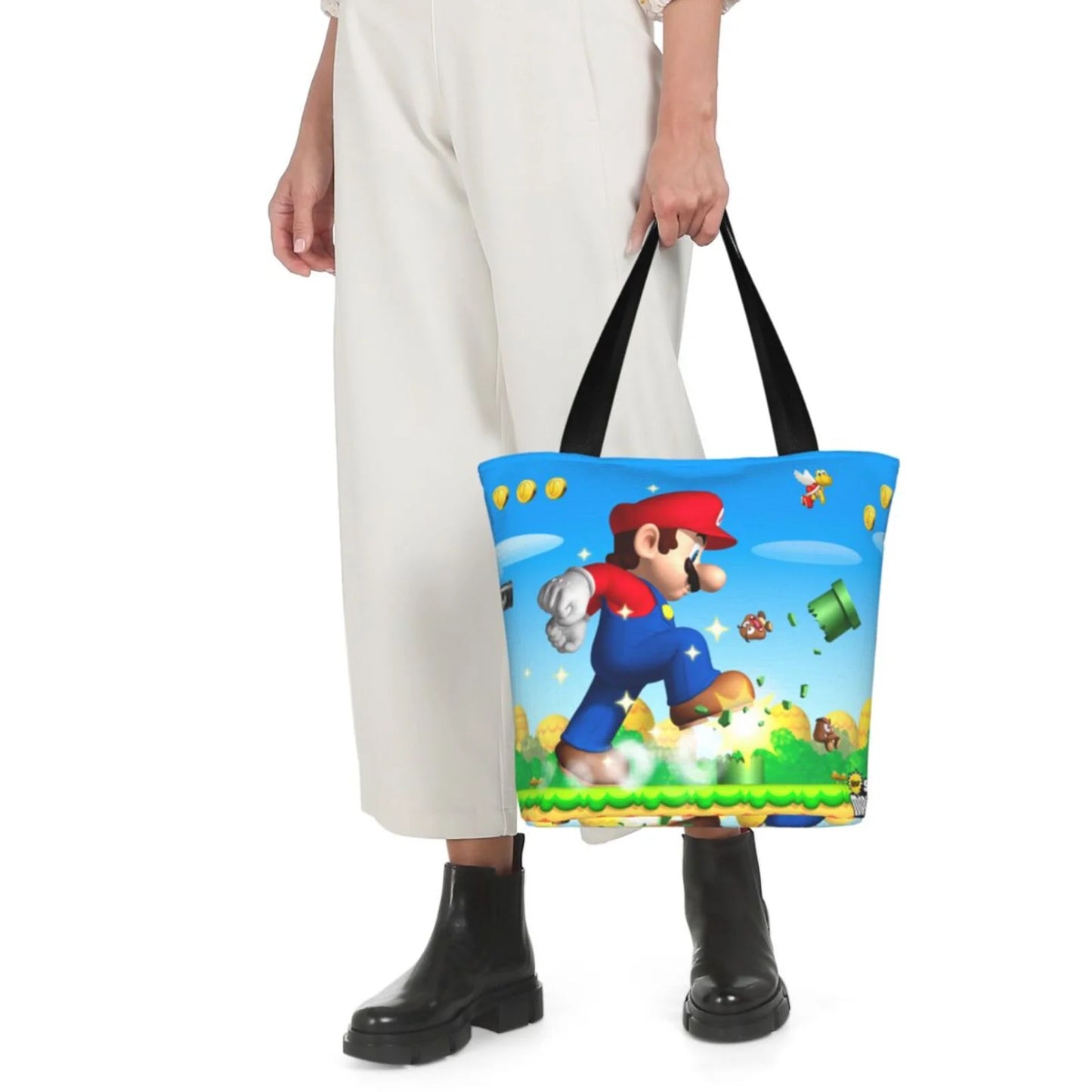 Super Handbag Mario Shoulder Women's Travel Capacity School Work Animated Large Bag Beach Shopping For Business Tote