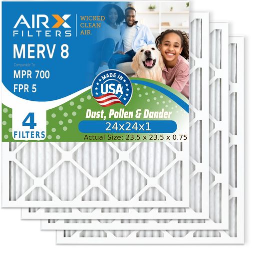 USA Premium Pleated Comparable Filter AC MERV Air Made 4 Furnace 5 FPR HVAC Electrostatic 700 24x24x1 24x24x1 MPR to Air & AIRX WICKED FILTERS Filters Pack AIR. Filter CLEAN by 8 Conditioner