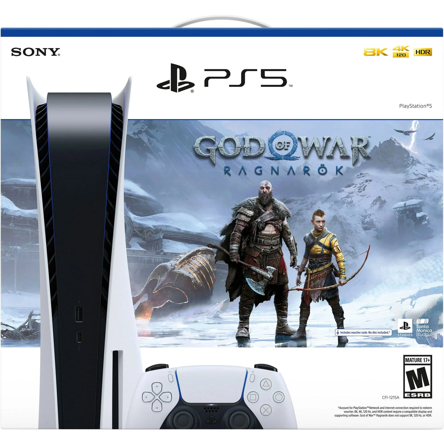 – Controller, Game PlayStation_PS5 (Disc Edition) War Additional an Ragnarök God –and of Bundle DualSense 5 Console Video Cefesfy