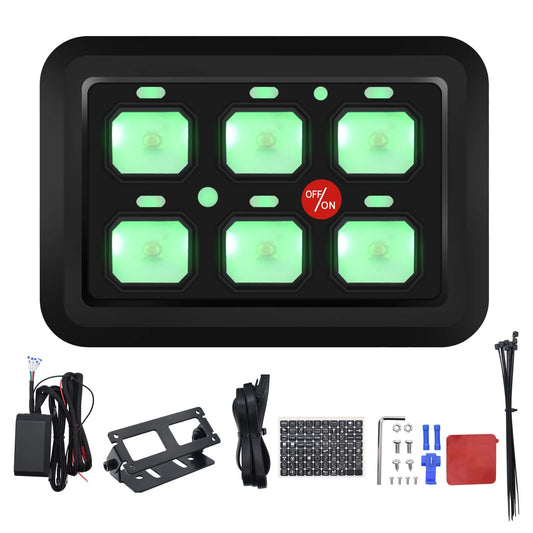 Switch ATV Blue Relay Geloo Circuit for 6 Switch Control Car System Panel Panel Gang Toggle Switch Box Truck UTV Pod LED Offroad Switch Multi-Function