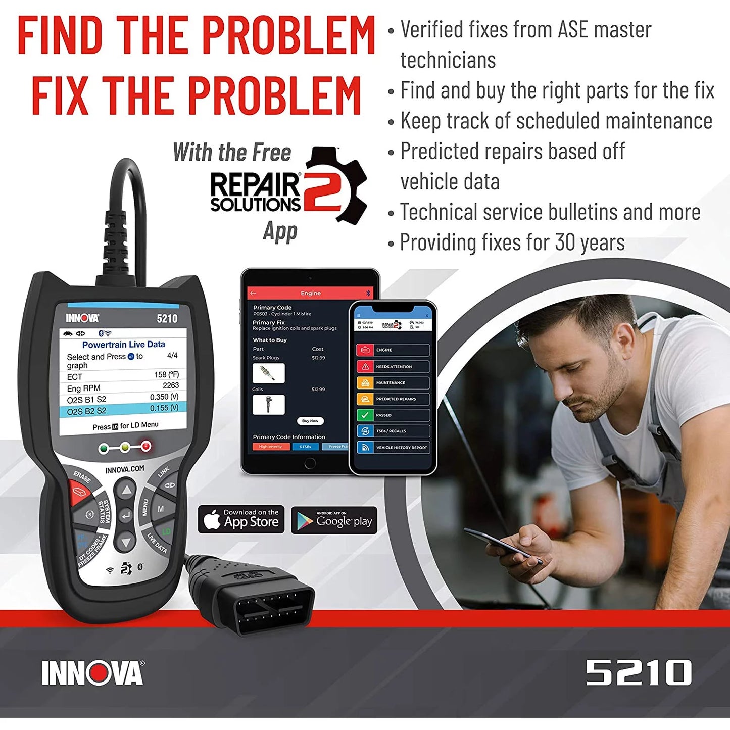 Tool Diagnostic INNOVA Advisor Reader Code CarScan Automotive 5210 Bluetooth