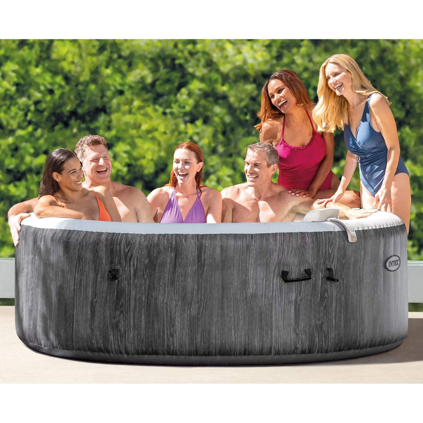 Accessory Inflatable w/ Spa Hot Plus Intex Tub Benches Jet PureSpa Greywood