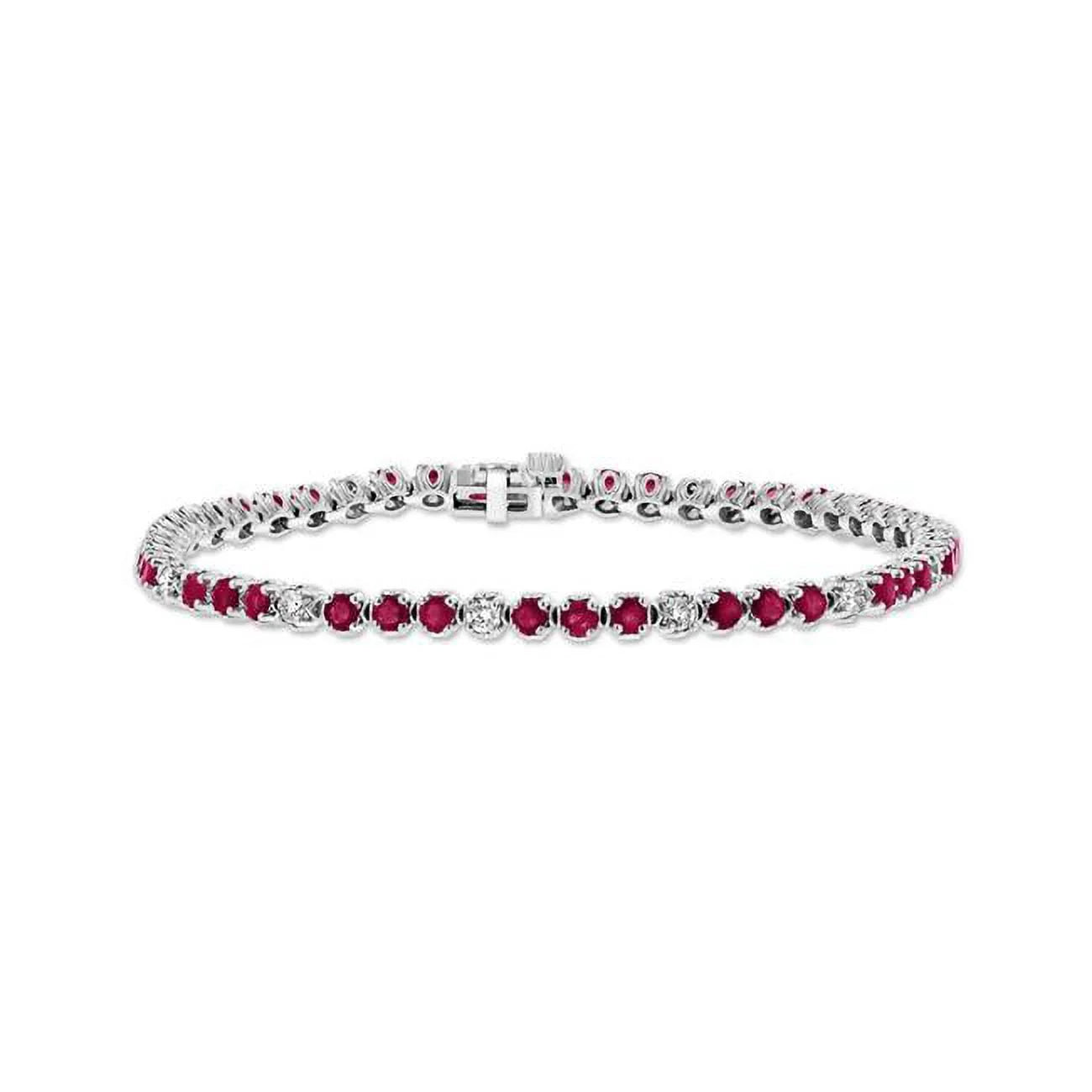 14K CTW Gold White Bracelet, Ruby Creations 3.09 Diamond & Louis