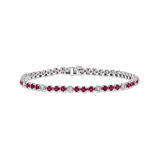 14K CTW Gold White Bracelet, Ruby Creations 3.09 Diamond & Louis